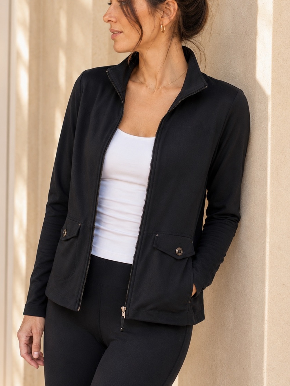 Lole Black Fitted Zip Active Jacket Size 6
